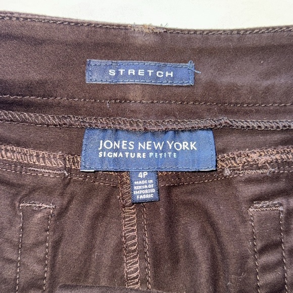 Jones New York Signature Dark Brown Trousers Preppy Polished Cotton Stretch Crop - Picture 5 of 10